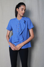 Load image into Gallery viewer, Ruffled blue top T