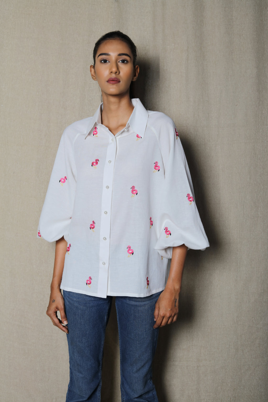 White baby flamingo shirt