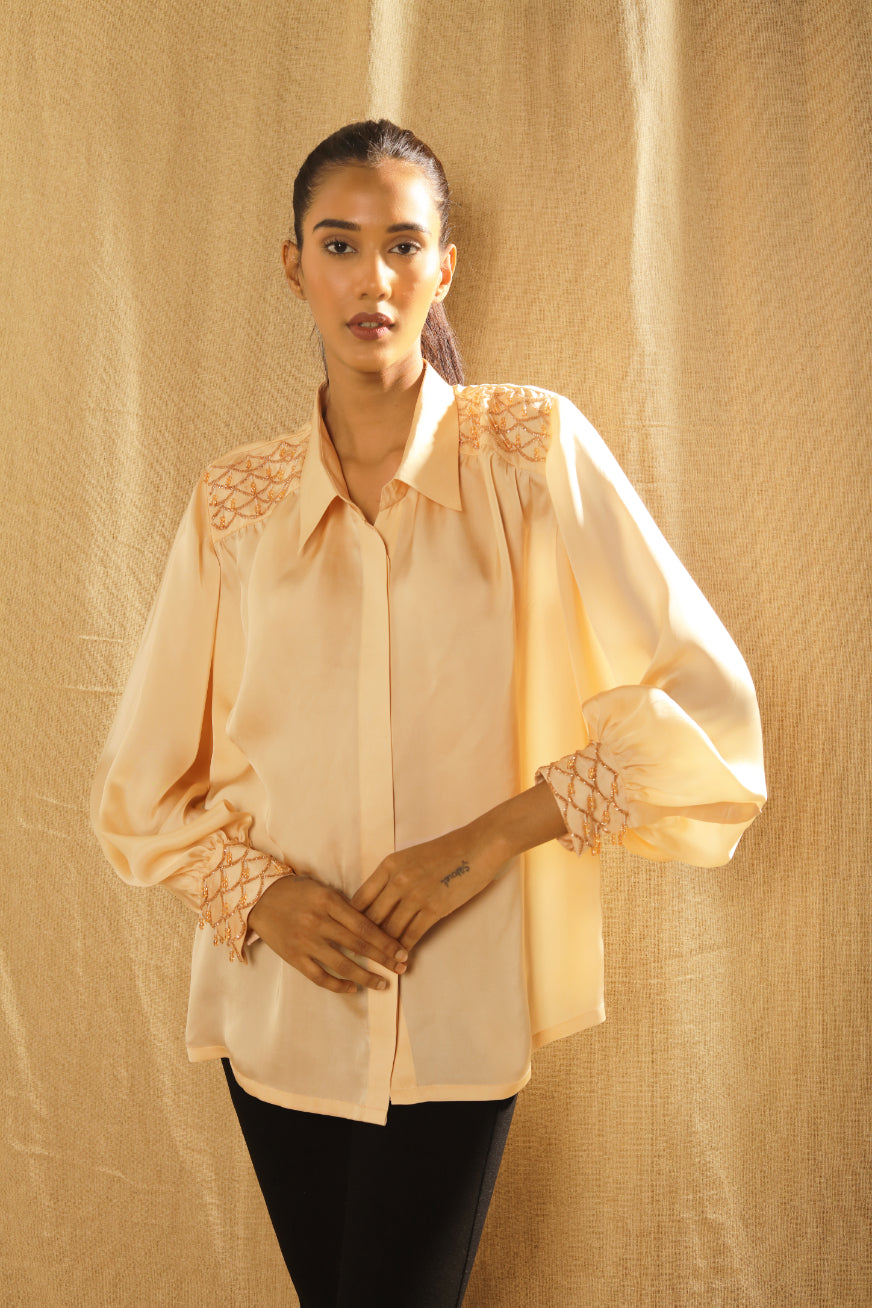 Champagne gold scallop shirt