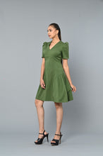 Load image into Gallery viewer, Olive v-neck dress
