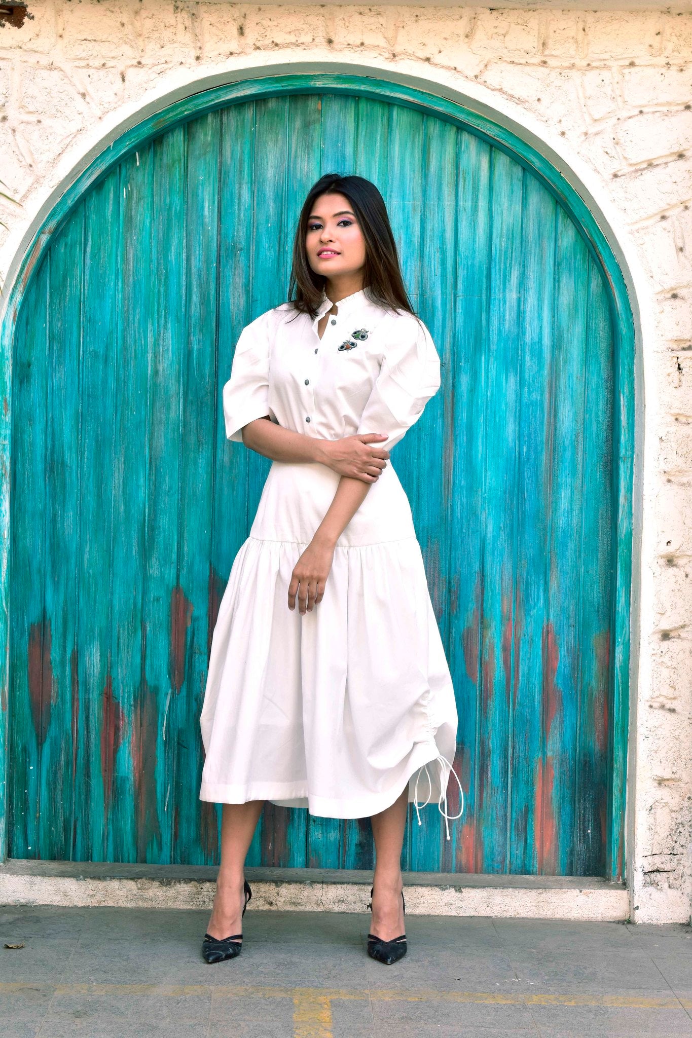 White Shirt with pleated sleeves