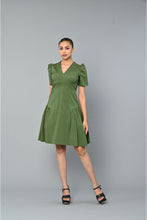 Load image into Gallery viewer, Olive v-neck dress
