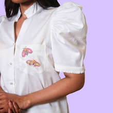 Load image into Gallery viewer, White Shirt with Bug Embroidery
