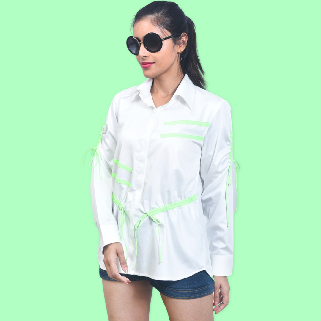 White Shirt with Green detailing
