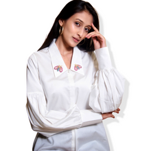 Load image into Gallery viewer, White Shirt with Gathered Sleeves
