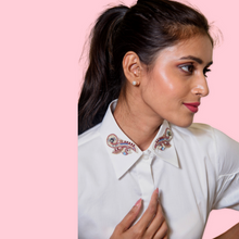 Load image into Gallery viewer, White Shirt with Embroidered Collar
