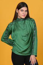 Load image into Gallery viewer, Green embroidered top
