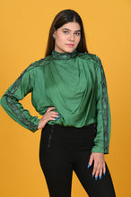 Load image into Gallery viewer, Green embroidered top
