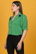 Load image into Gallery viewer, Green cropped shirt
